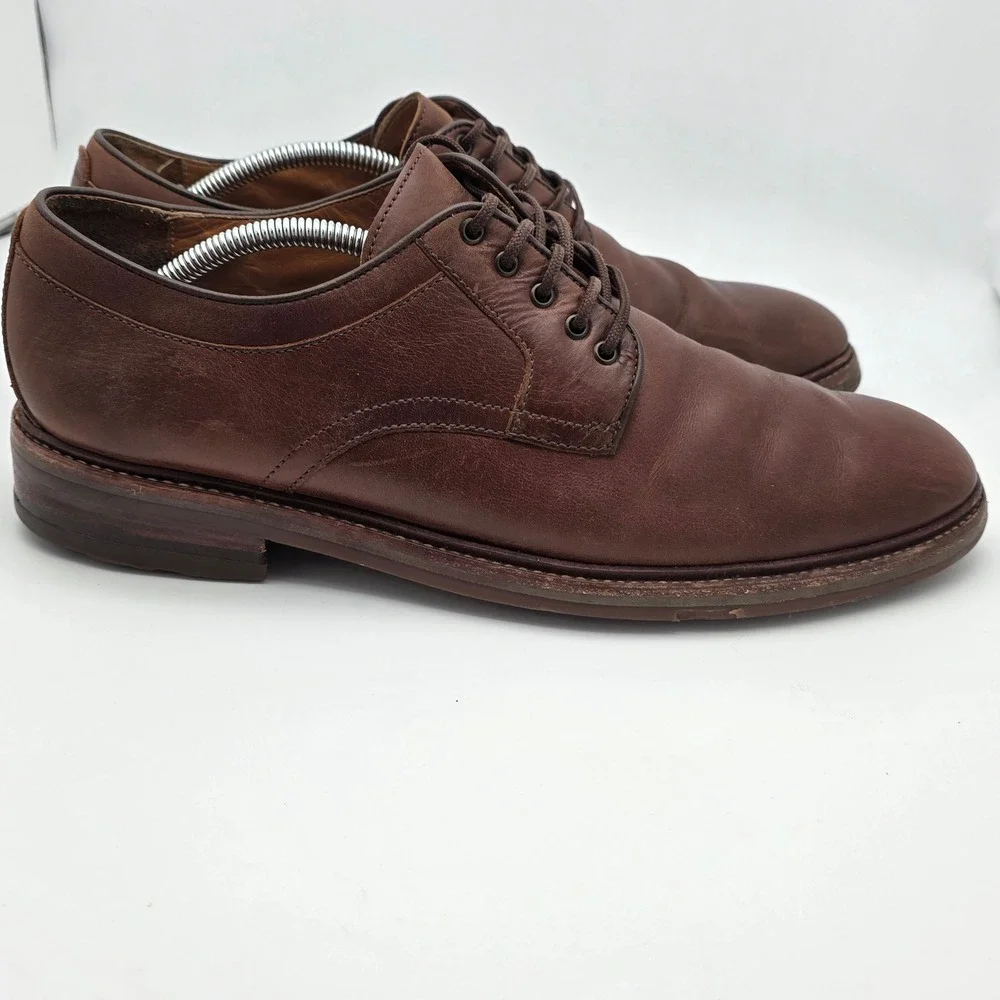 Johnston & Murphy Derby Dress Shoes Men 11M Brown Leather Brazil Lug Sole Preppy